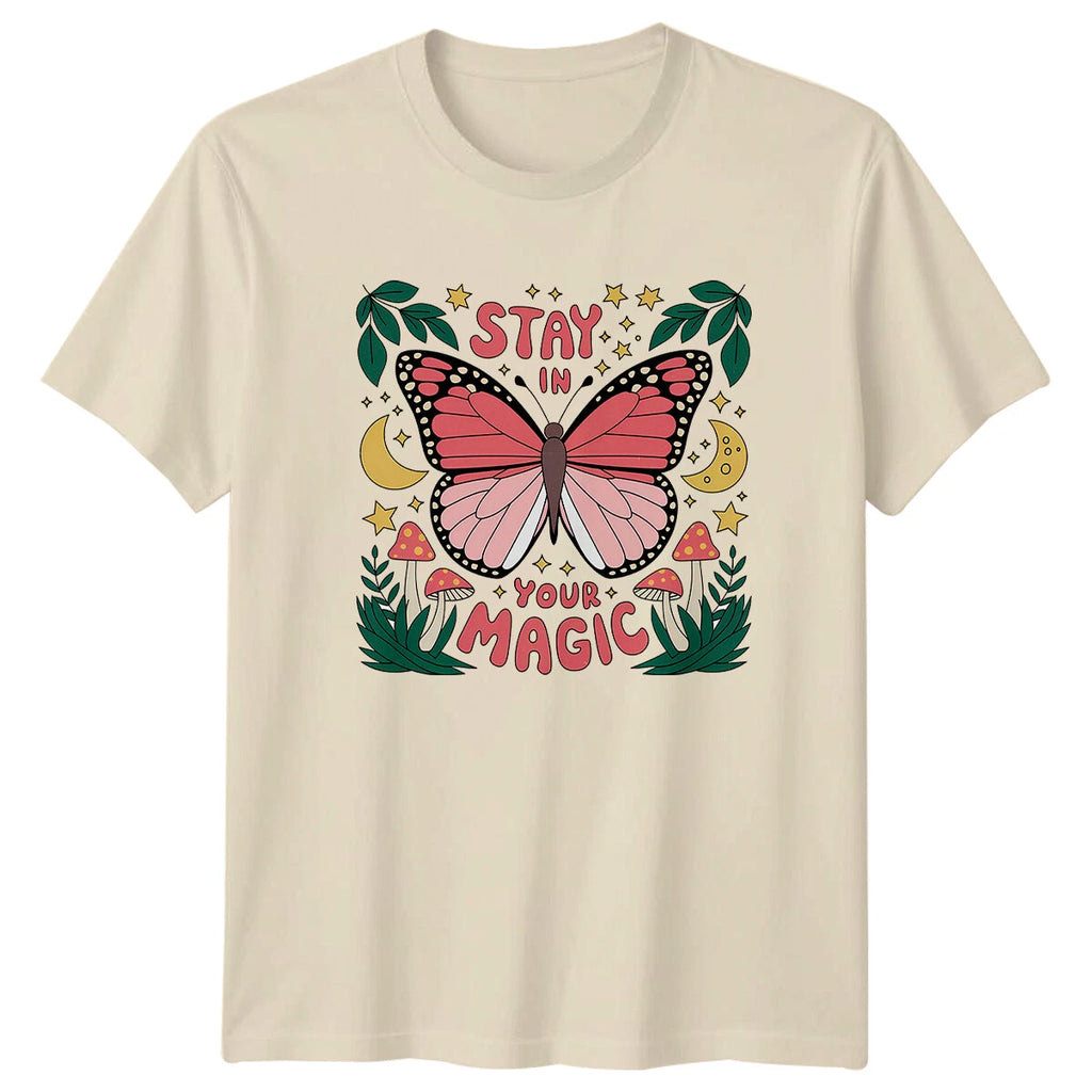 Stay In Your Magic Butterfly Boho Retro Vintage Graphic T-Shirt
