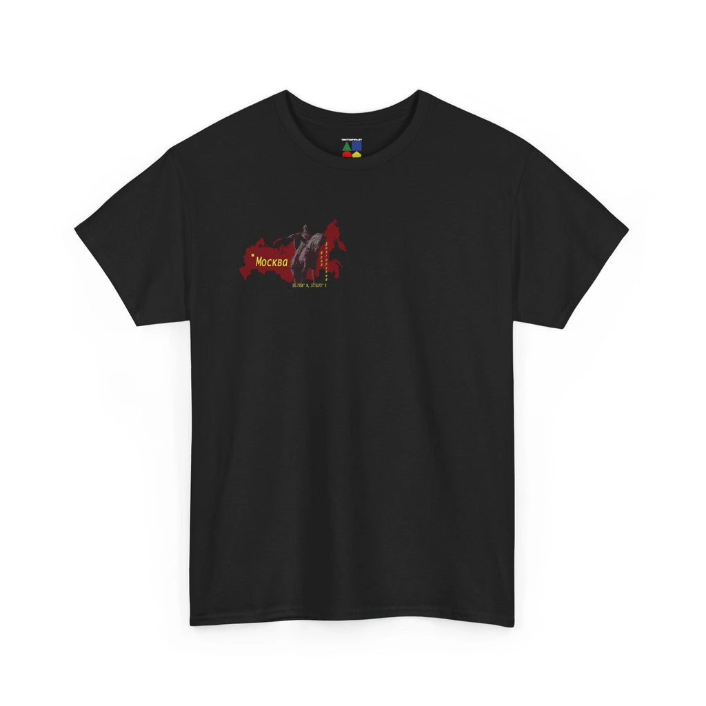 Pop Art Postcard Designer Tee- "Moscow", Unisex, Cotton, Black