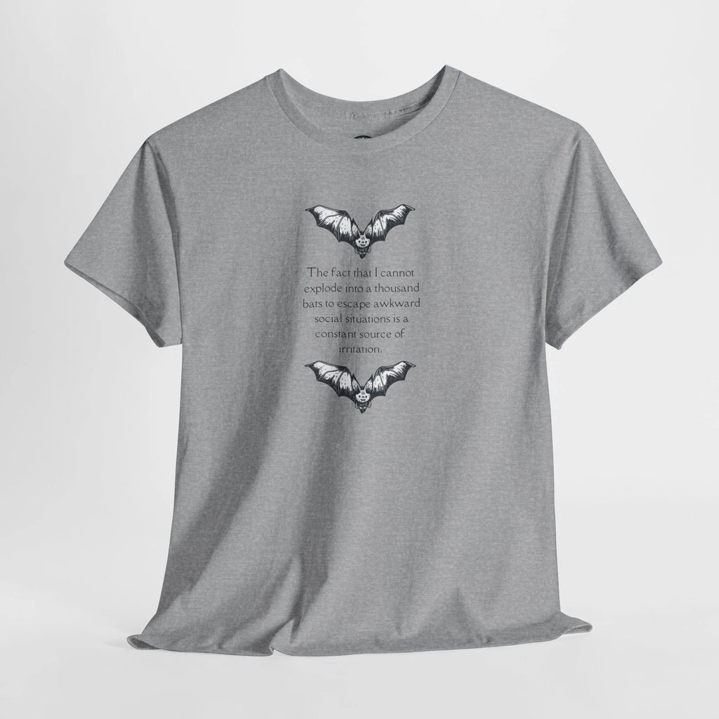 Funny Bat T-Shirt Sarcastic Humor Introvert Nerd Adult Unisex Nature Graphic Tee