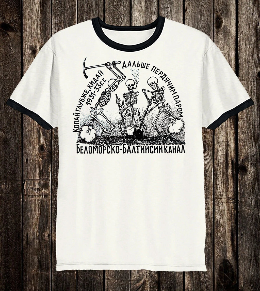 Unisex Cotton T Tee Shirt Russian Prison Tattoo Art Traditional Skeleton Skull