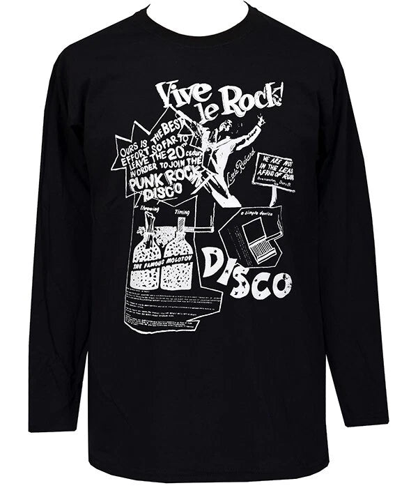 Vive le Rock Punk Long Sleeve T-Shirt Seditionaries Style Men’s Black Top