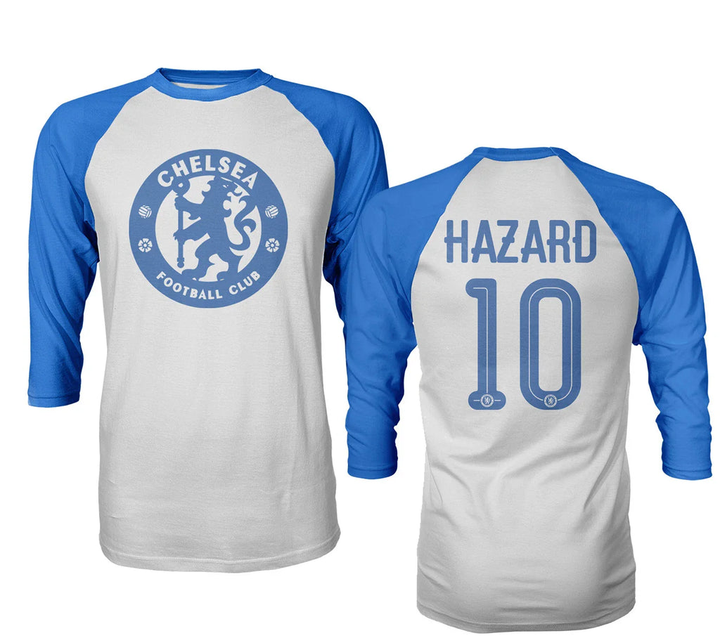 Chelsea Eden Hazard #10 Soccer Mens Raglan Quarter Sleeve T-Shirt