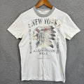 Vintage Abercrombie & Fitch Muscle T-Shirt Men Medium White Indian Chief Y2K NEW