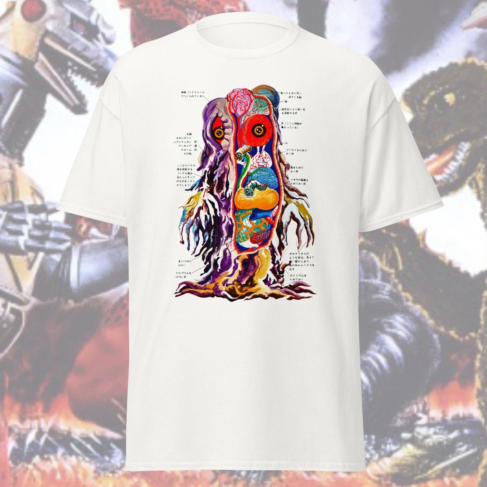 Retro Hedorah Godzilla Anatomy T-shirt Kaiju Horror Punk Toho Smog Monster