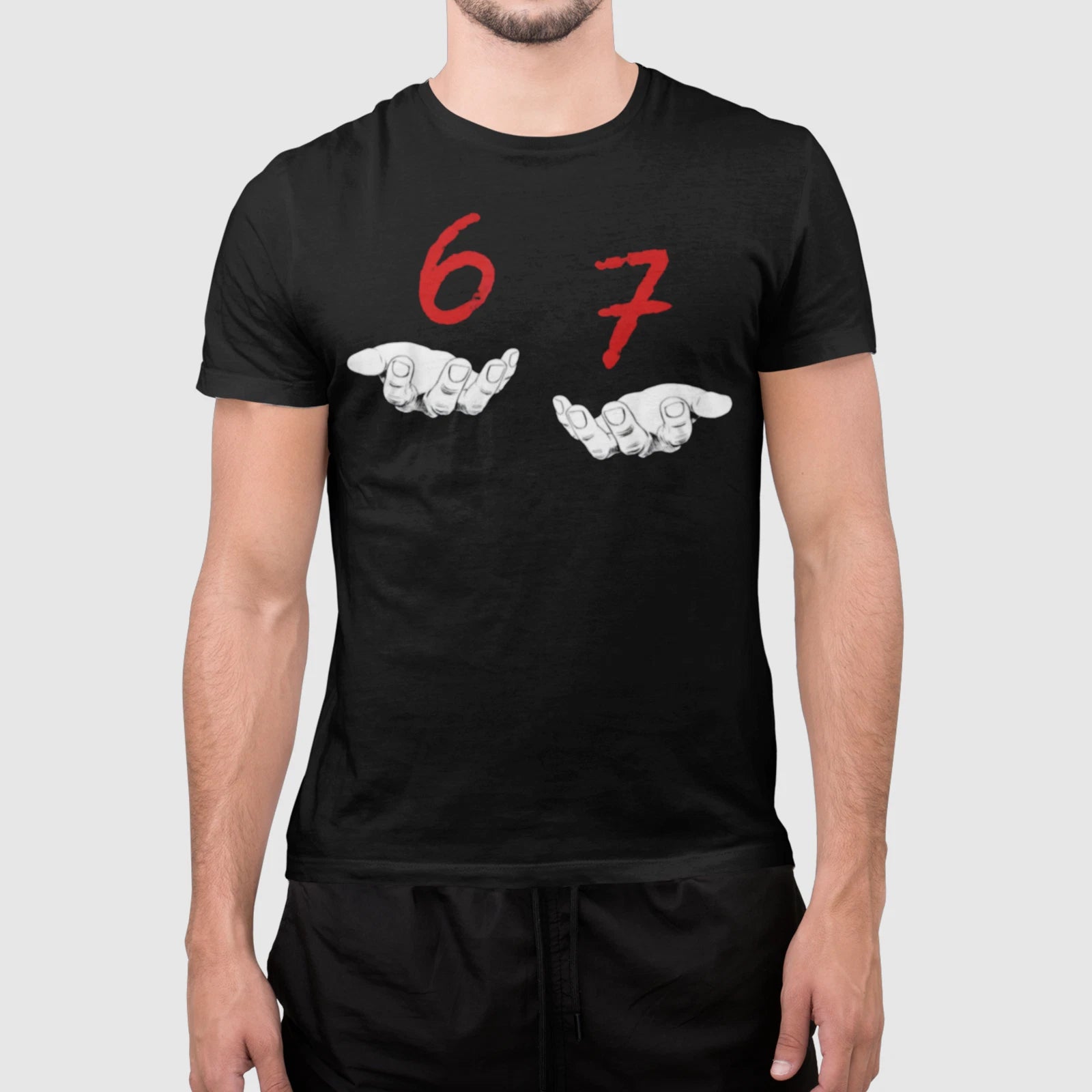 67 Hands Shirt Funny Math Meme Graphic Tee Unisex Minimalist