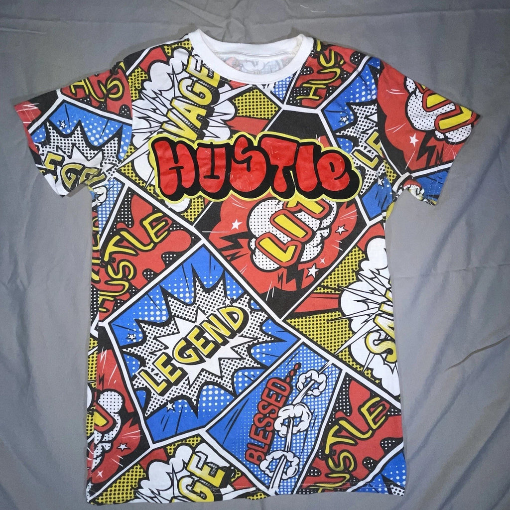 Bailey Apparel Launder HUSTLE Retro Pop Art Graphic T Shirt Mens Size Small