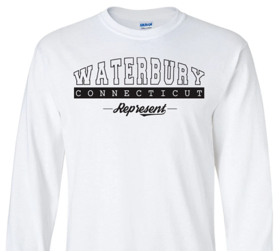Waterbury Connecticut State T-Shirt Long Sleeve Graphic Tees Unisex Apparel Text