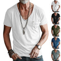 Mens Summer Casual Shirts Deep V-Neck Short Sleeve Solid T-Shirt Tee Blouse Tops