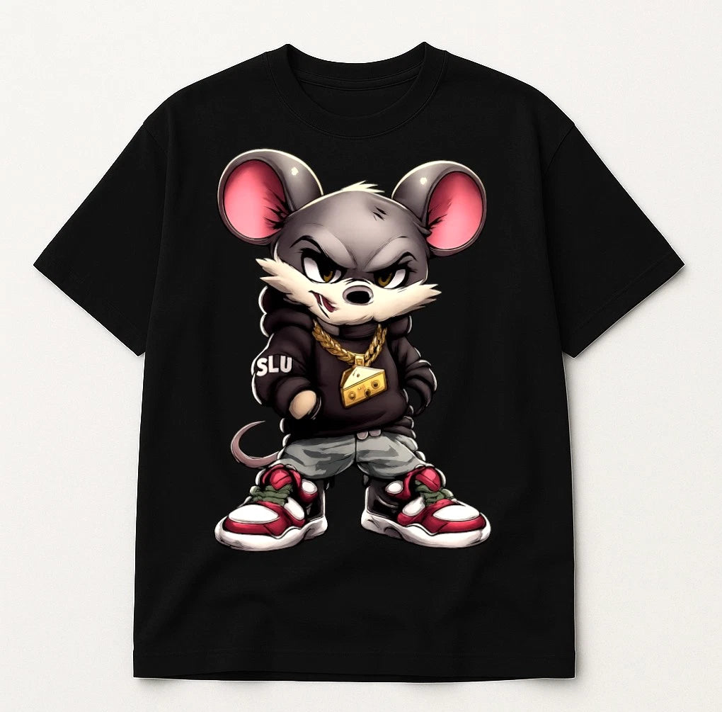 Street Mouse Hip Hop Streetwear Graphic T-Shirt Urban Cartoon Tee