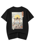 Niepce Men's Tori Cat Graphic Tee Japanese Streetwear Short Sleeves T-Shirt