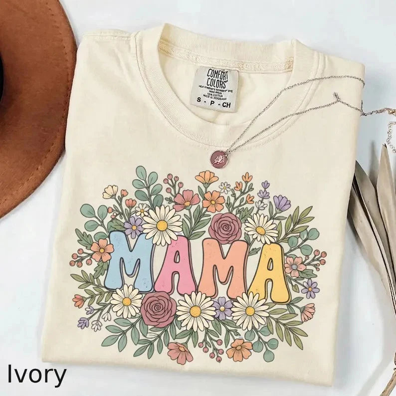Retro Floral Mama Comfort Tee Boho Mom Shirt Mothers Day Gift Soft