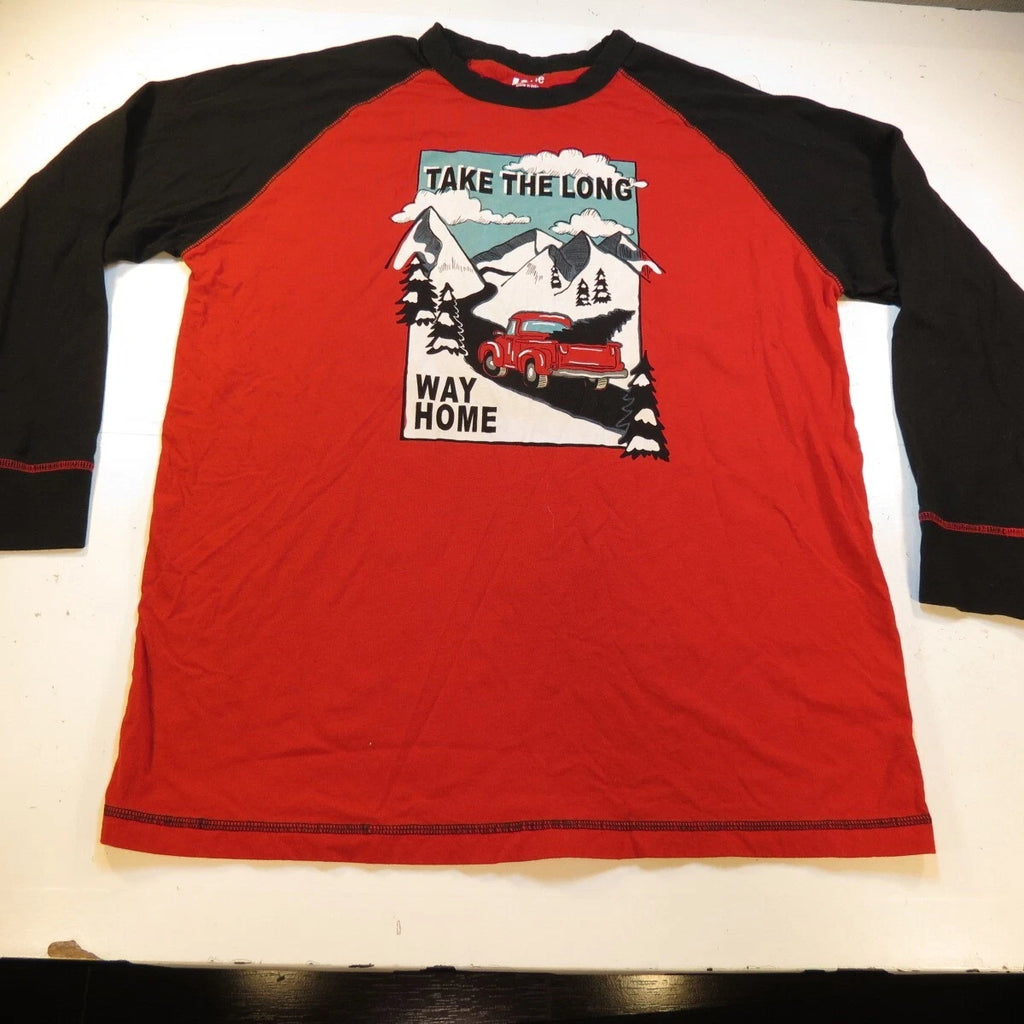 LAZY ONE TAKE THE LONG WAY HOME LONG SLEEVE TEE T SHIRT Mens M Red & Black