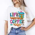 Life happens coffee helps T-Shirt gift Western summer coffee lover Unisex Tee Sa