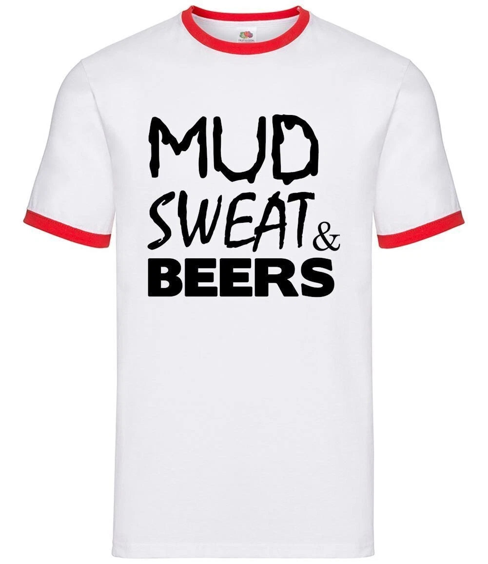 Mud Sweat & Beers - Mens Ringer - Rugby Football Sport Funny Team Funny