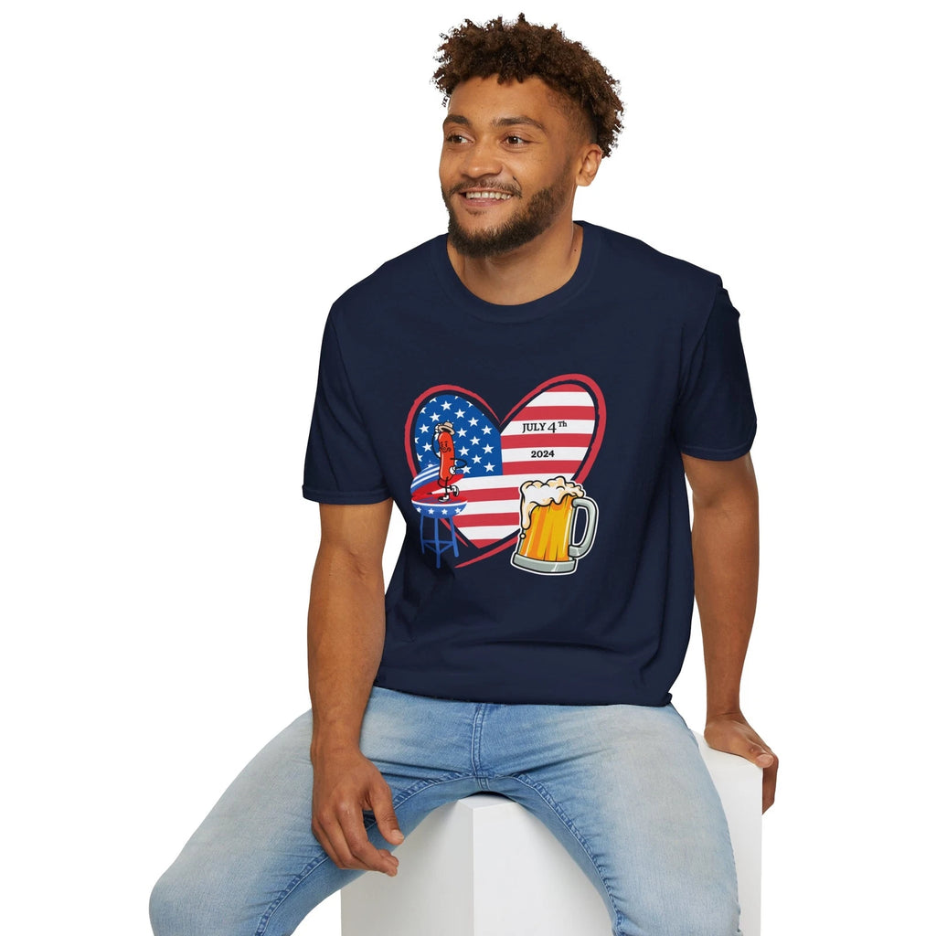 grill and beer t-shirt, 4th of july, independence Day, men's Softstyle T-Shirt