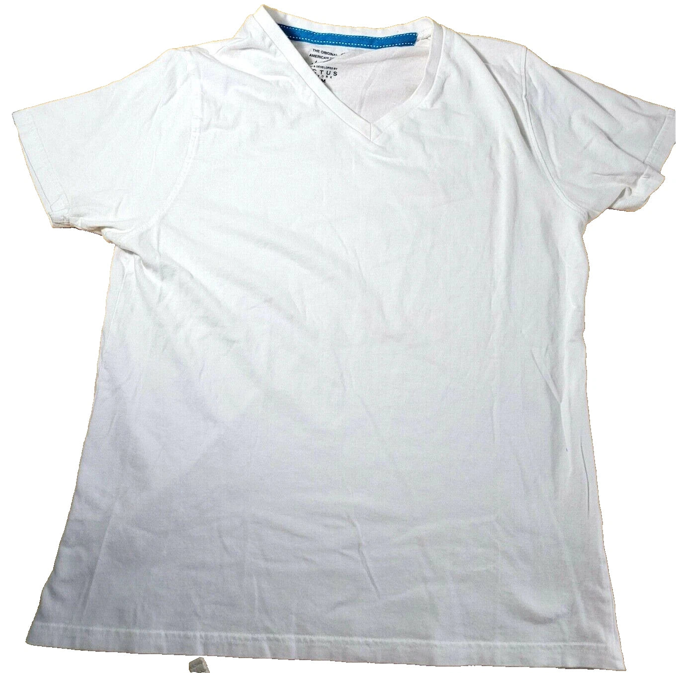 Cactus Men's Size M Solid White Cotton Short Sleeve V-Neck T-Shirt