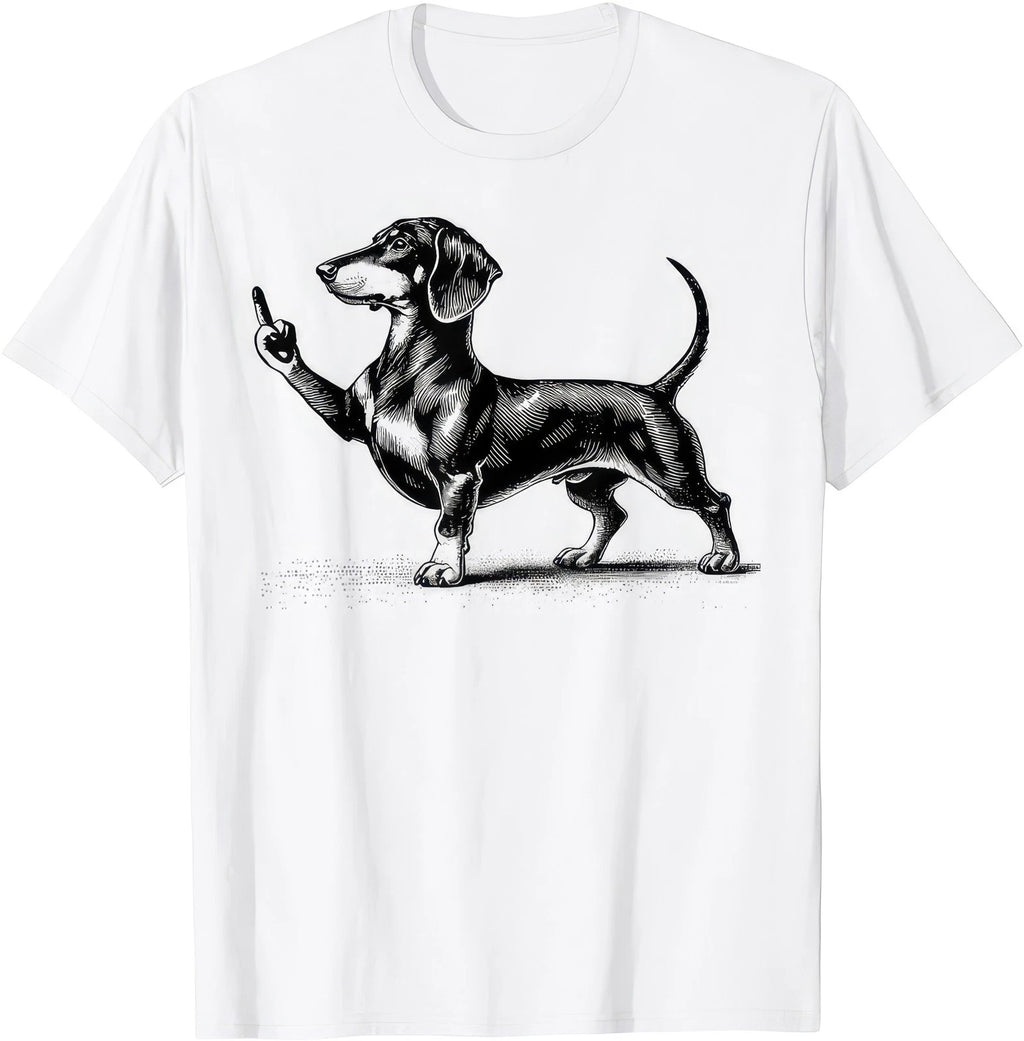 Funny Dachshund Middle Finger Meme Dog Graphic T Shirt Sarcastic Gift
