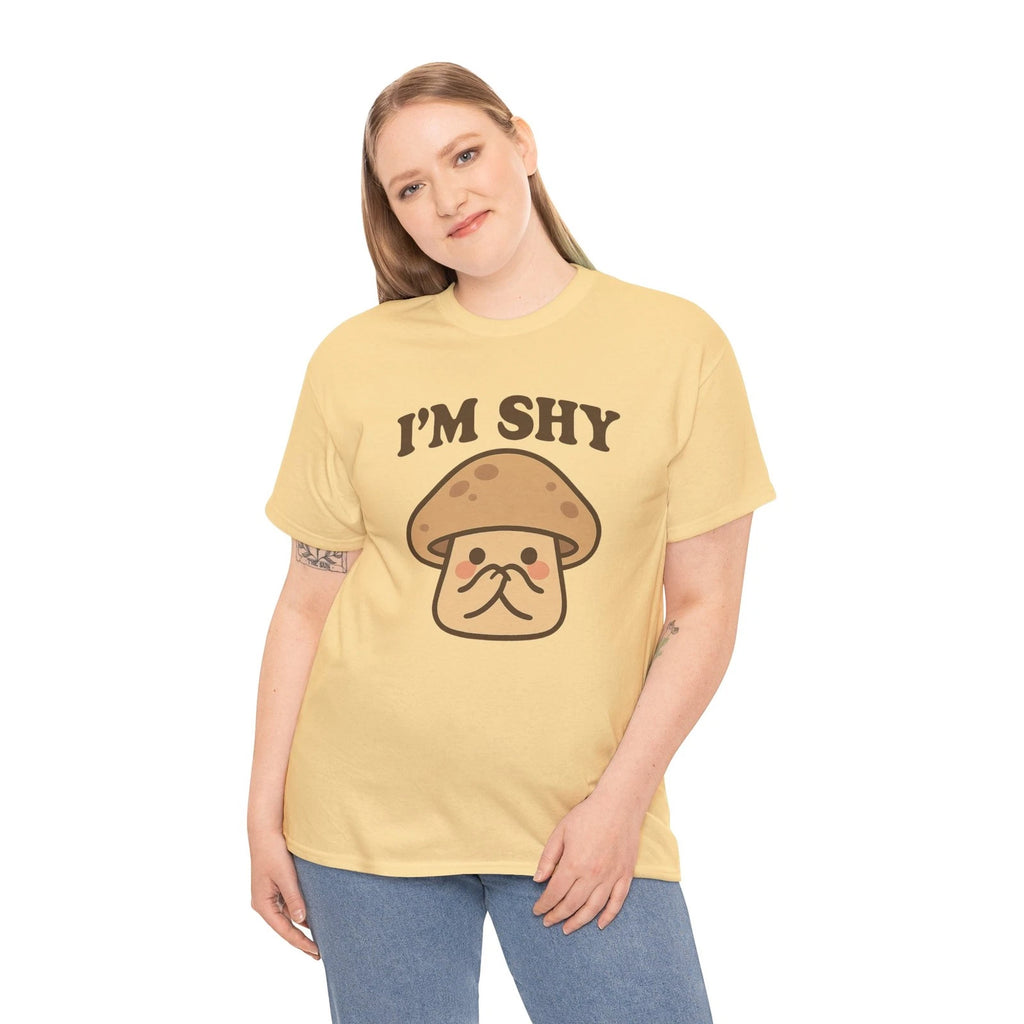 I’m Shy Cute Mushroom Cotton T-Shirt, For Introverts, Shy Girl Aesthetic Tee