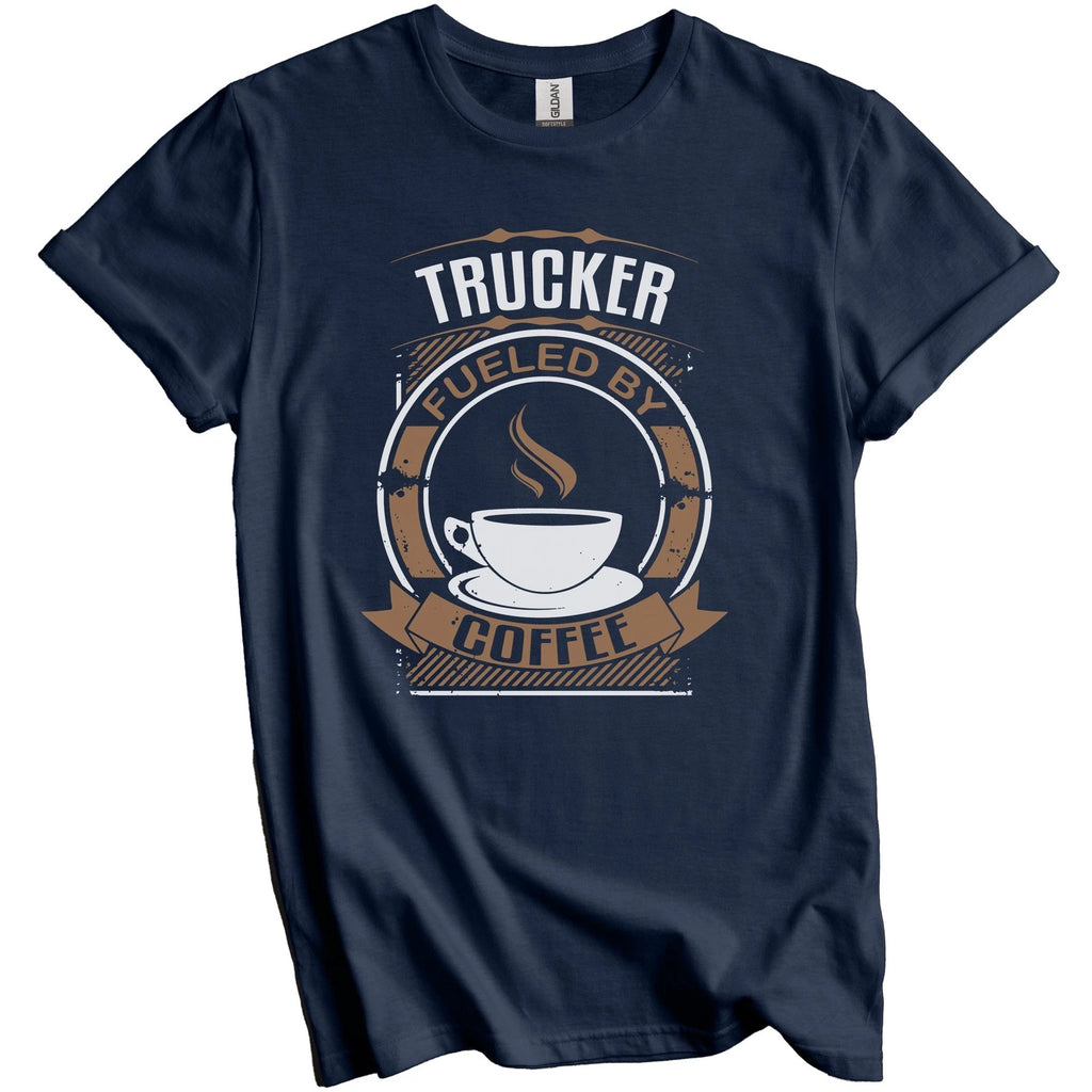 Trucker Fueled By Coffee Funny Truck Driver Graphic T-Shirt