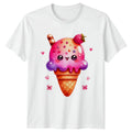 Sweet Happy Kawaii Ice Cream Dessert Womens T-Shirt Kawaii Food Dessert Birthday
