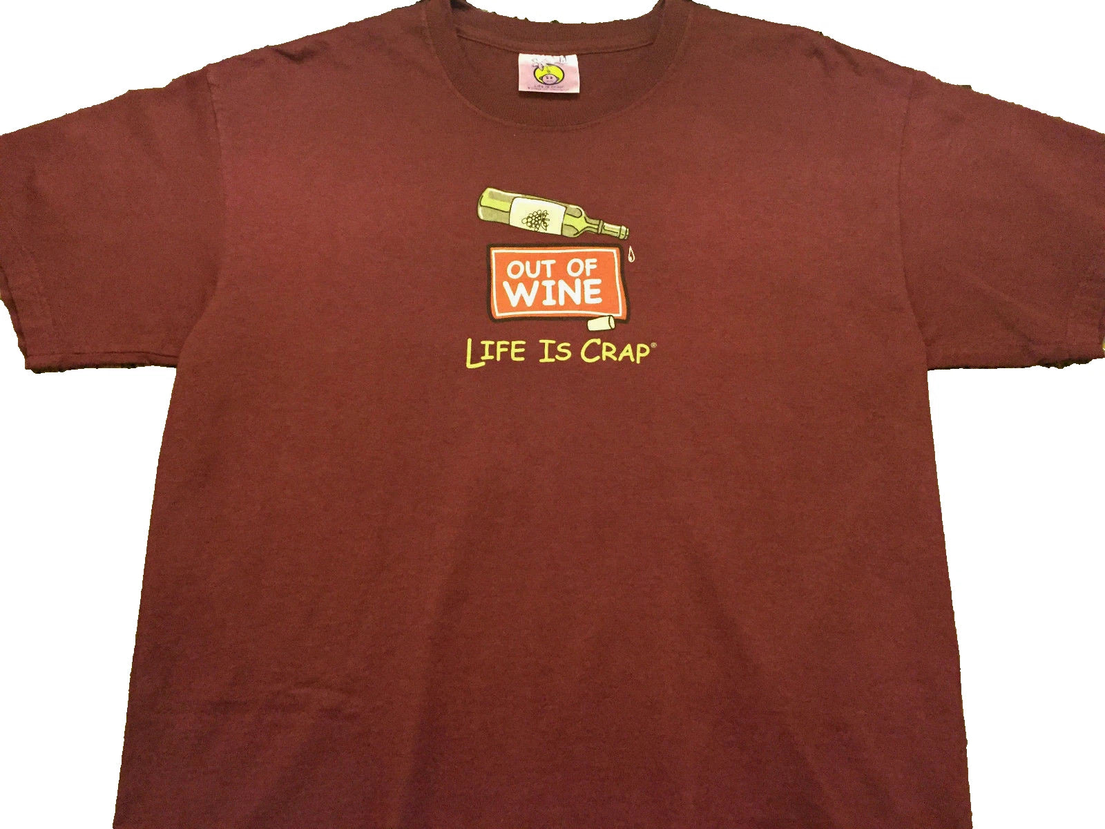 Adult Life Is Crap Out Of Wine Red Wine Bottle T-shirt Medium Maroon Cotton