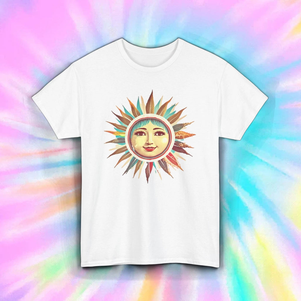 Vintage Sun Face Retro Celestial Boho Graphic Aesthetic Tee Shirt S-5XL