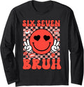 Meme Six Seven 6 7 Bruh Valentine Heart Design Fun Long Sleeve T-Shirt