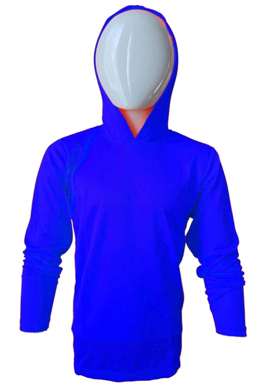 DRI-FIT Hoodie Long Sleeve T-Shirts, UPF 50+ Sun Protection Hooded ROYAL BLUE