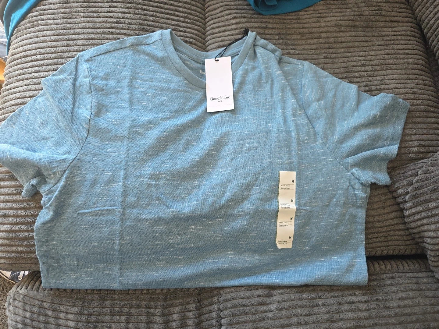 NEW Goodfellow Men’s T-Shirt Crew Neck Short Sleeve, Light Blue, Medium