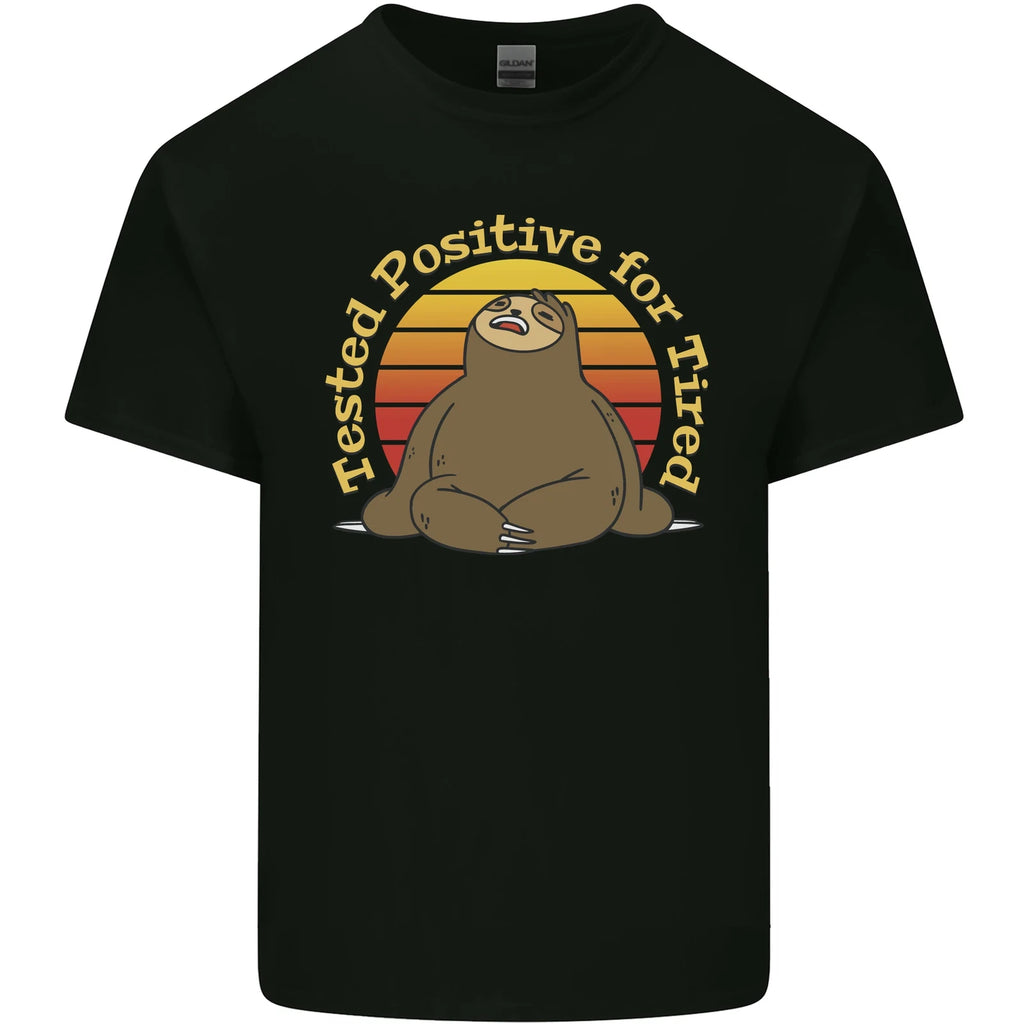 Sloth Tested Positive For Tired Funny Lazy Mens Cotton T-Shirt Tee Top