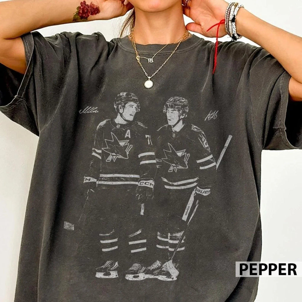Macklin Celebrini Smith San Jose Hockey Vintage Tee Unisex T-shirt, Sweatshirt, Hoodie (1)