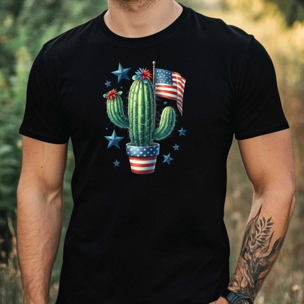 Men's USA Cactus Print Cotton T-Shirt Size XS to 5XL