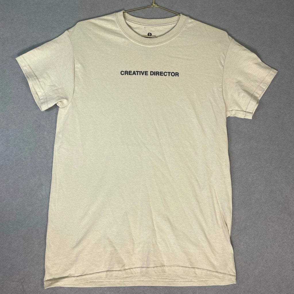 Goodie Two Sleeves Creative Director Graphic T Shirt Small Beige Cotton