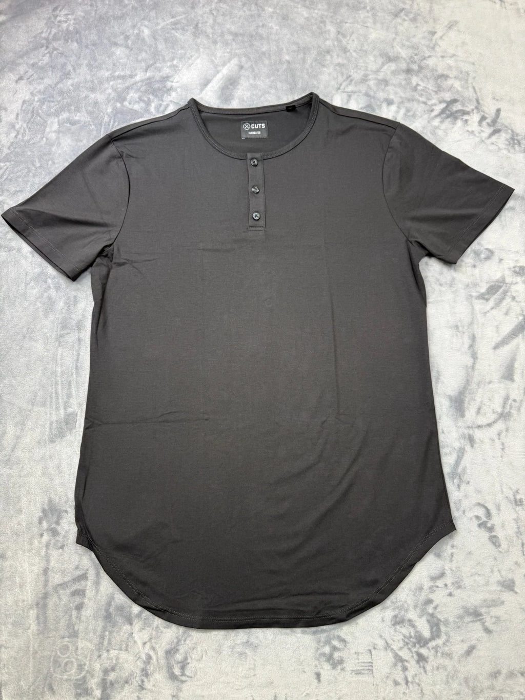 Cuts Clothing Elongated Henley T-Shirt Men's Large Black