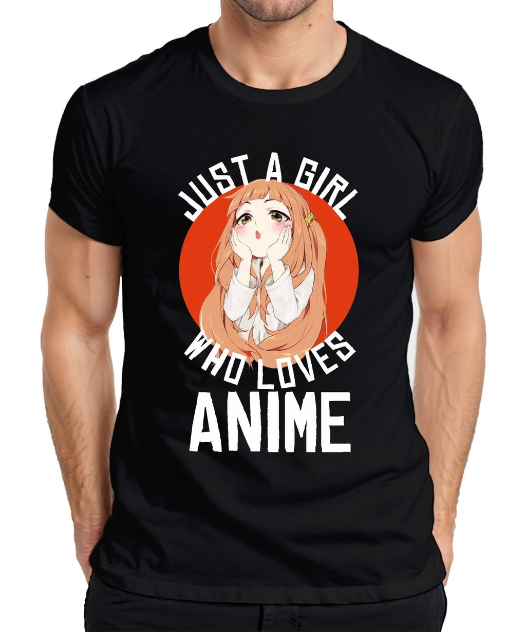 JUST A GIRL WHO LOVES ANIME Anime Girl Otaku Manga Kawaii Fan Mens T-Shirt