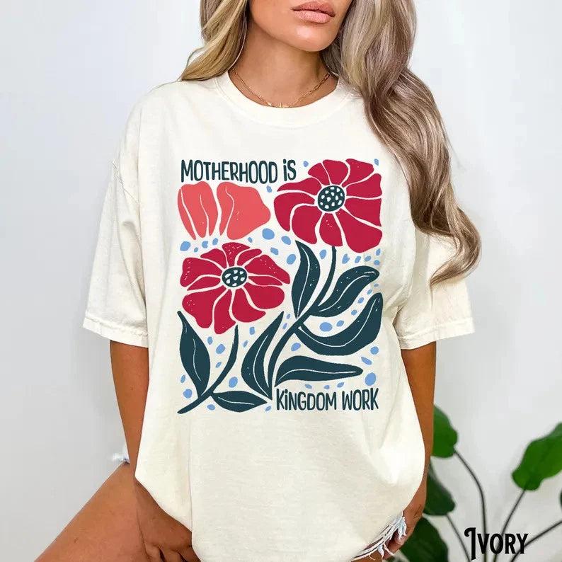 Boho Christian Mom Comfort Tee Faith Mother Gift