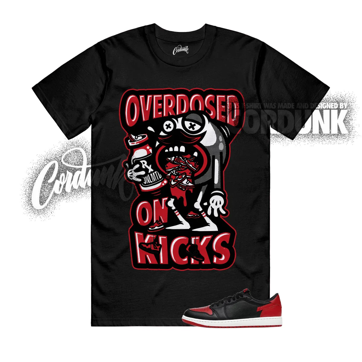 1 Banned Black Varsity Red Summit White Low OG T Shirt Match OD