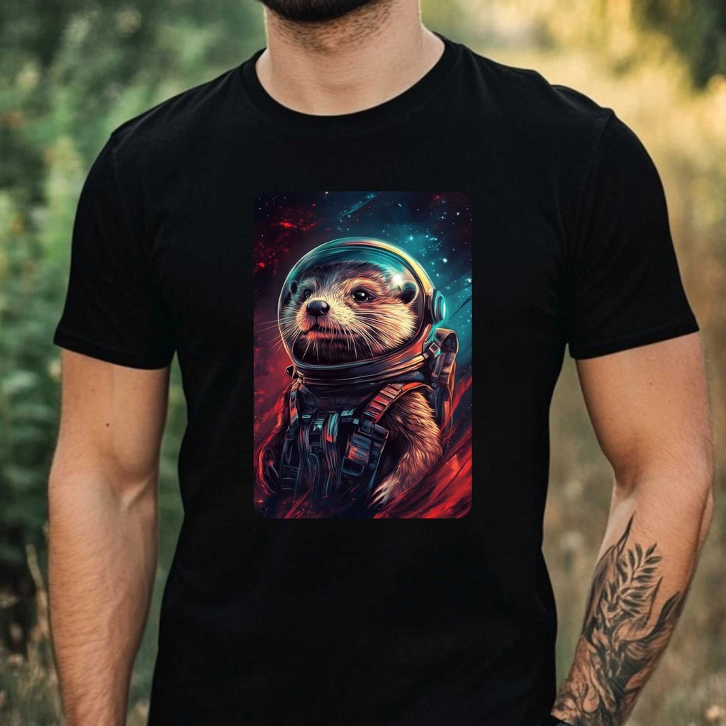 Mens Otter as Astronaut Print Cotton T-Shirt Size XS to 5XL