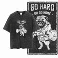 Pug Dog Gym Oversized T Shirt - Vintage Acid Washed Out Style Gym Bodybuilding