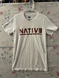 Native Graphic T-Shirt Mens Small White Red Logo Streetwear Casual Tee
