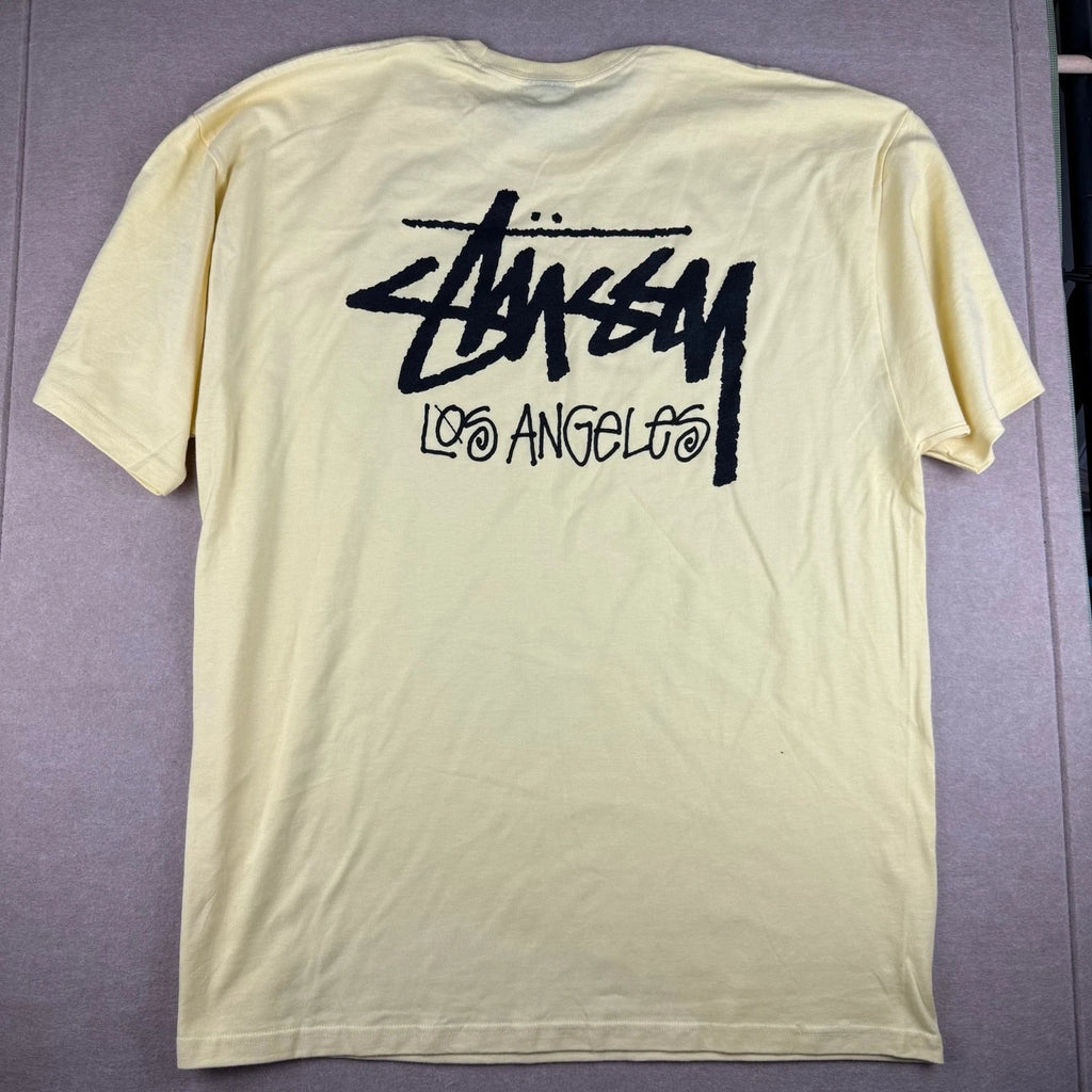 Stussy Los Angeles Shirt Mens 2XL Yellow Logo Streetwear Skate Surf Graphic Tee