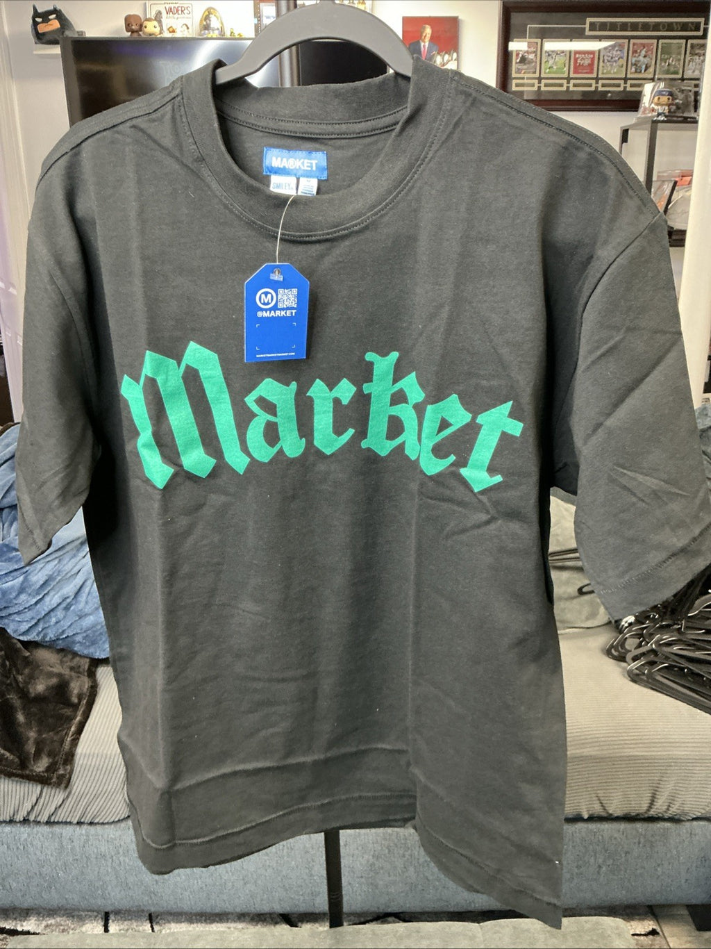 Market Black Cotton Jersey Crew Neck Graphic Logo Men's Medium T Shirt