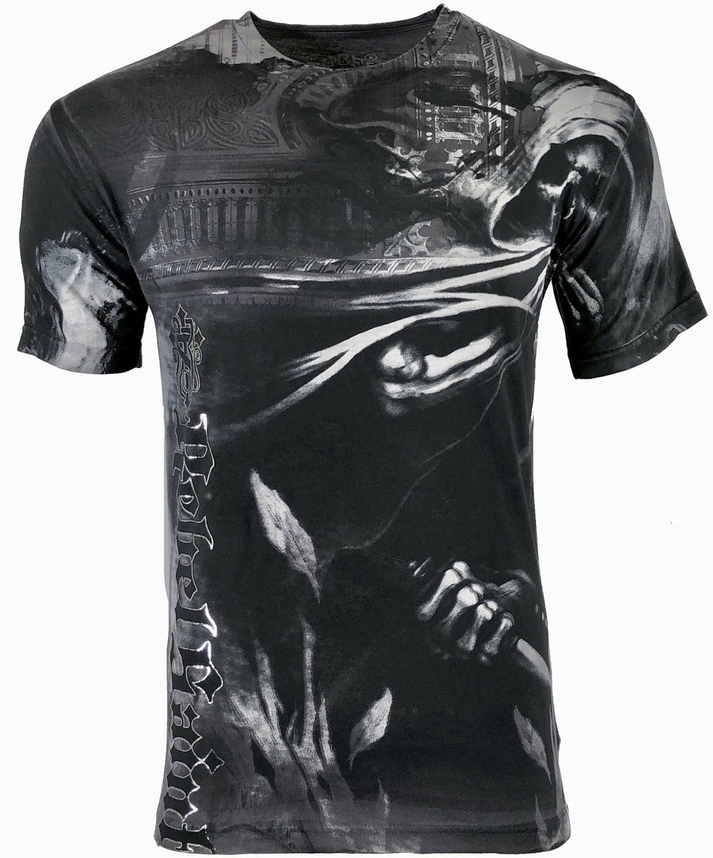 Rebel Saints by Affliction Men's T-shirt DARK DEATH Biker Skull Tattoo S-5XL