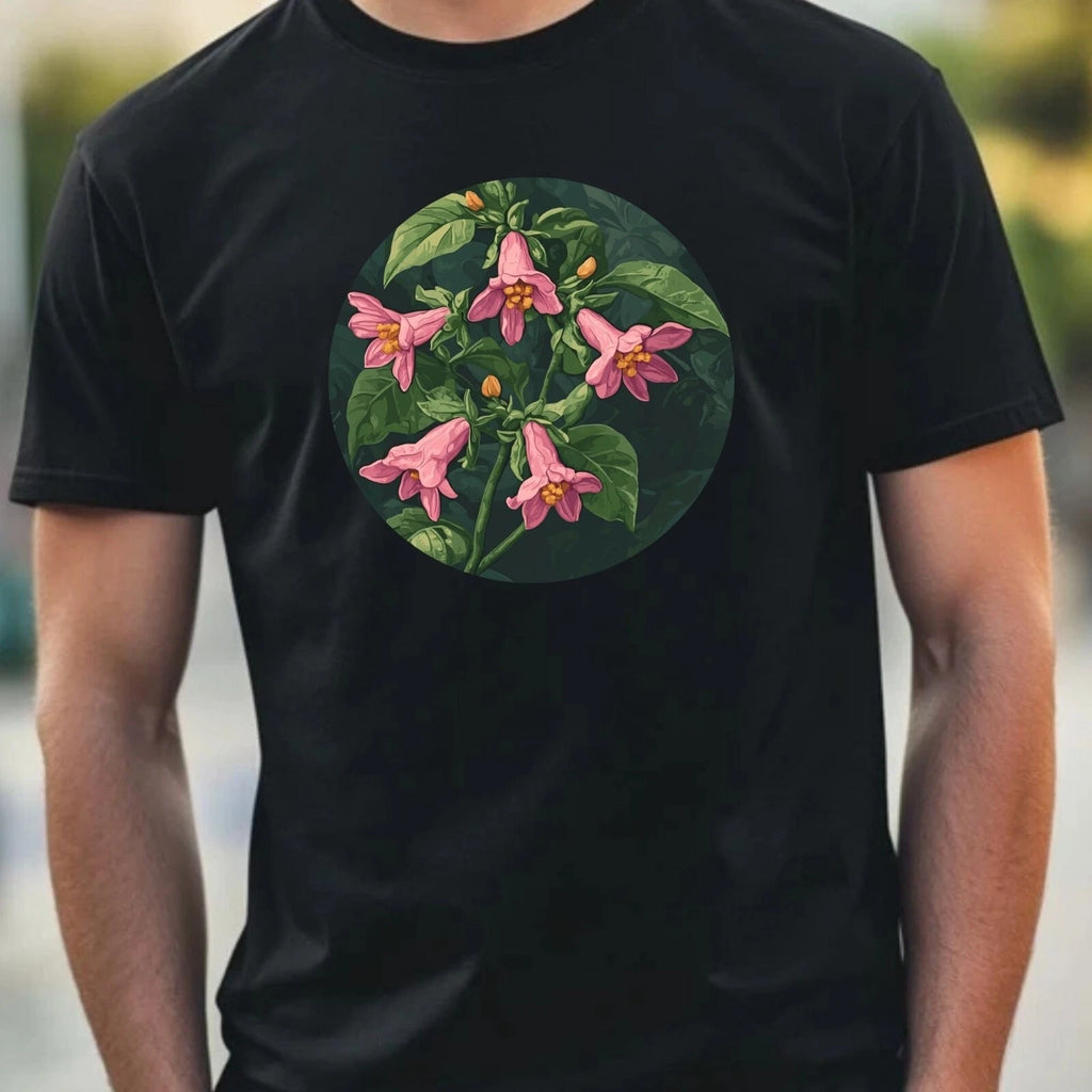 Mens Nightshade Flower Motif Cotton T-Shirt Size XS to 5XL