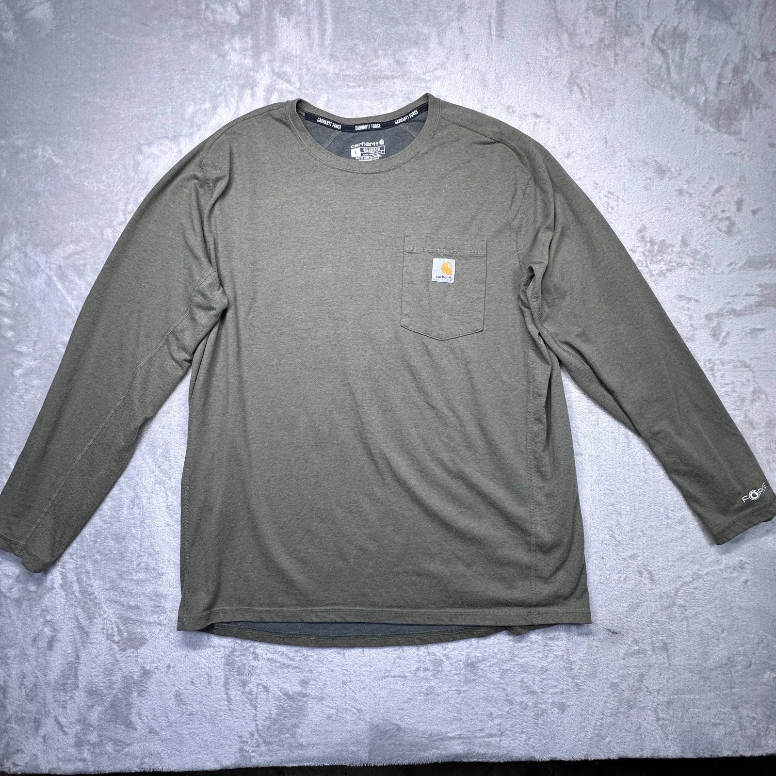 Carhartt Force Shirt Mens Large Green Midweight Relaxed Fit Long Sleeve Pocket
