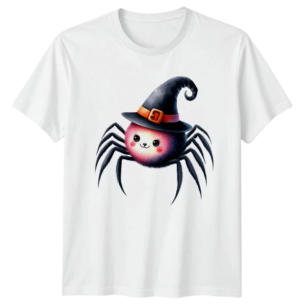 Cute Pink Fuzzy Spider Womens T-Shirt Halloween Halloween Gift For Her
