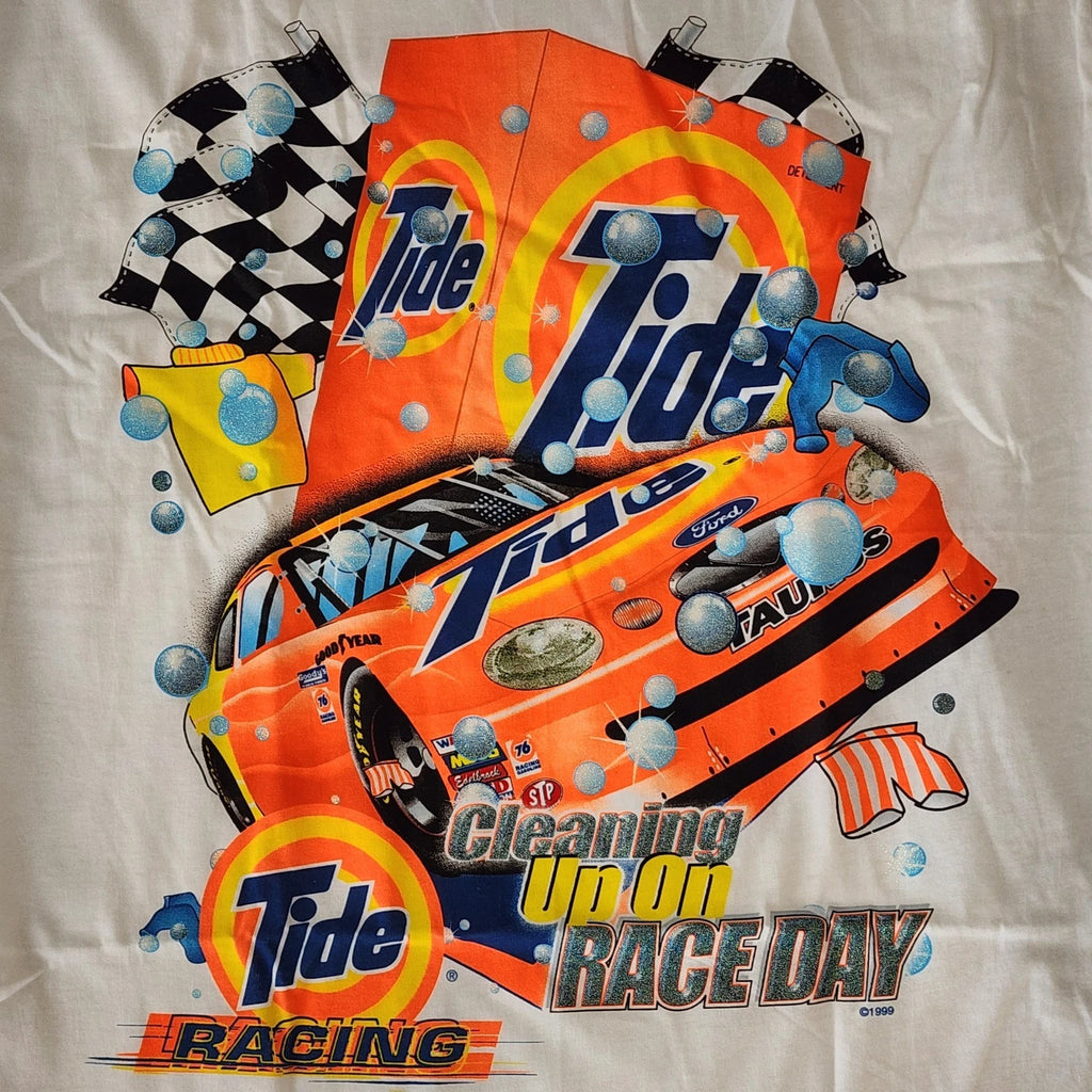 Vintage Tide Racing T-Shirt "Cleaning Up On Race Day" - Fruit of the Loom - XL