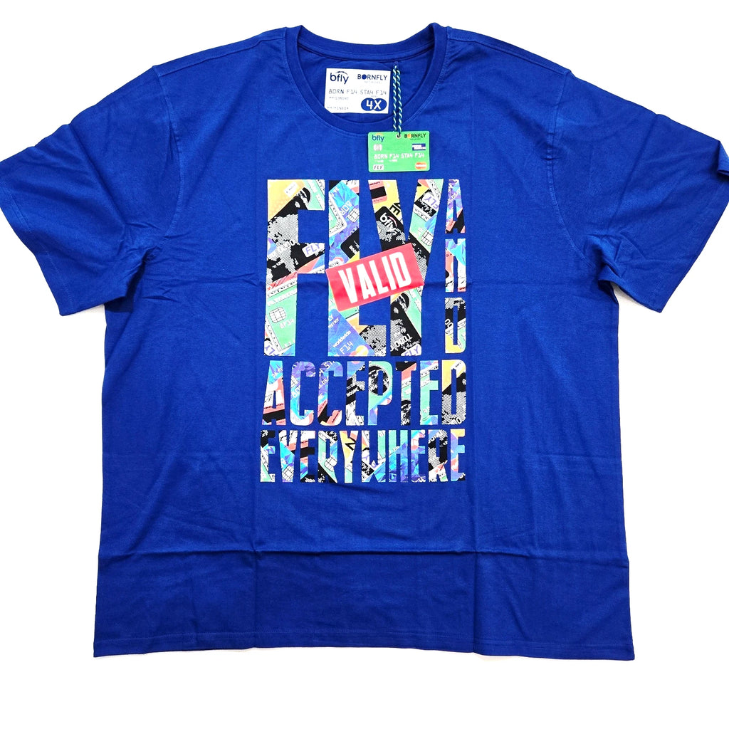 Born Fly Men's Big & Tall T-Shirt Blue & Multi Color Design Graphic TShirt 4-5XL