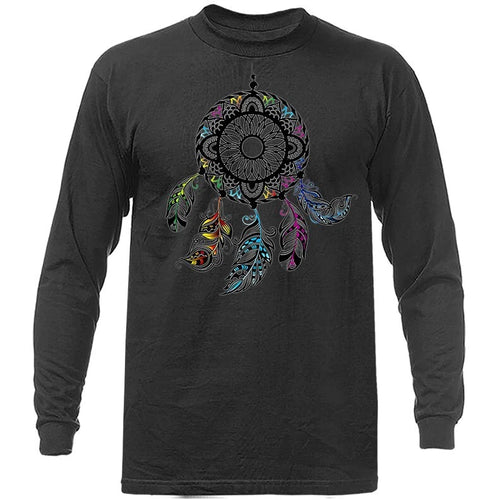 Beautiful Black Dream Catcher Native American Boho Feather Long Sleeve T-Shirt