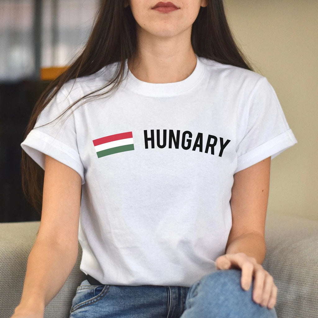 Hungary Unisex T-shirt gift Hungarian flag tee Budapest White Black Dark Heather